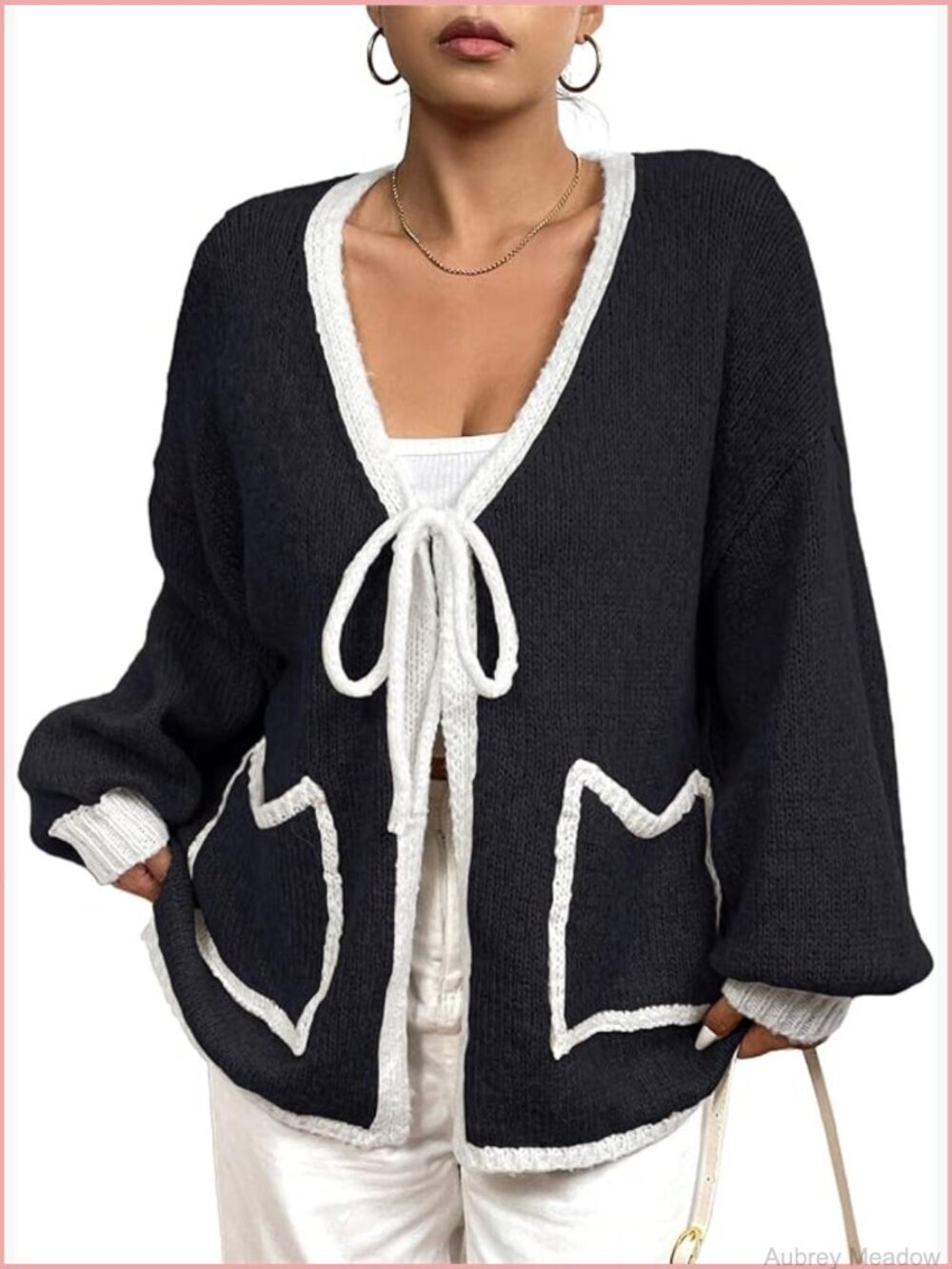 Plus Size Knit Cardigan Open Front Long Sleeve with Pockets L-4XL